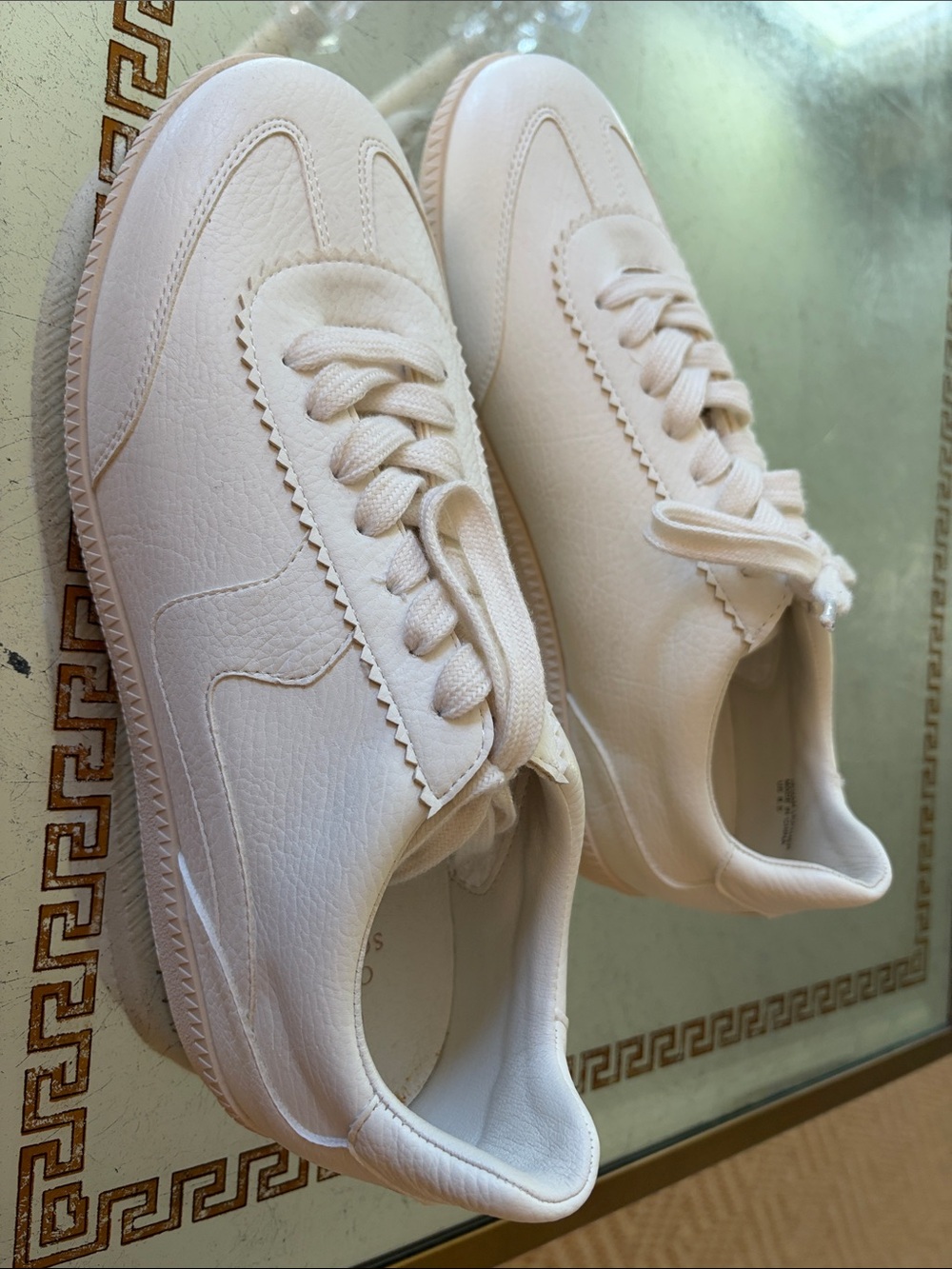 Women's Cream Lace-Up Platform Sneakers